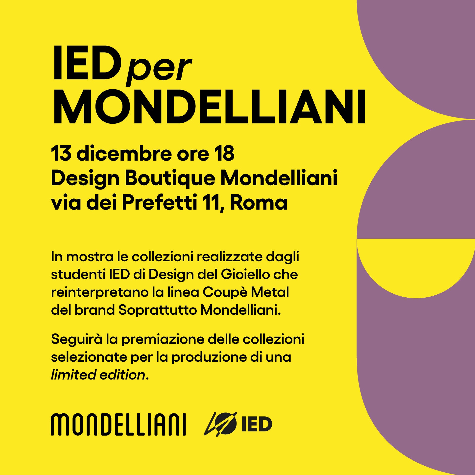 Evento 13 Dicembre - IED x Mondelliani