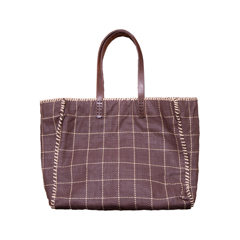 Checked Tote Brown/ Biscuit